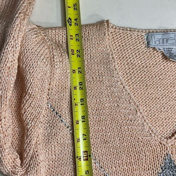 Vtg Nannell Women’s Hand Knit Sweater wool & Angora Rabbit Hair Peach Color M - Picture 6 of 12